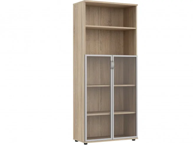 Regał biurowy z witryną S2 biały, sonoma, wenge, dąb craft