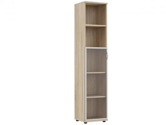 Regał biurowy z witryną prawostronny lewostronny S15 / S16 biały, sonoma, wenge, dąb craft