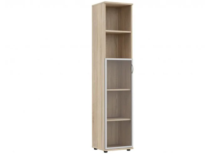 Regał biurowy z witryną prawostronny lewostronny S15 / S16 biały, sonoma, wenge, dąb craft