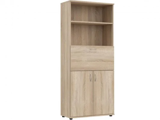 Regał do biura z drzwiczkami półkami barek S5 biały, sonoma, wenge, dąb craft