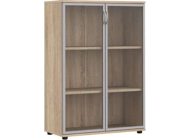 Regał biurowy z witryną półkami S35 biały, sonoma, wenge, dąb craft