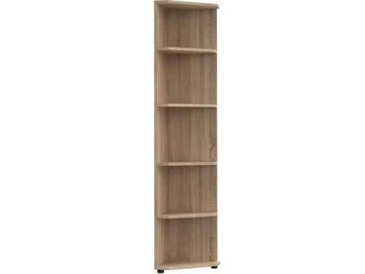 Regał narożny otwarty z półkami do biura S33 biały, sonoma, wenge, dąb craft