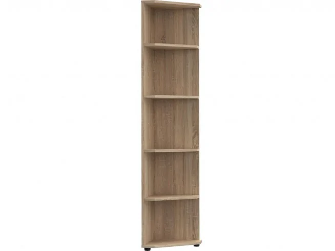 Regał narożny otwarty z półkami do biura S33 biały, sonoma, wenge, dąb craft