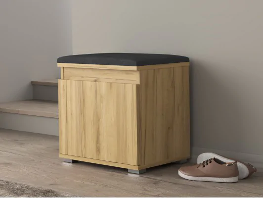 Szafka na buty z siedziskiem Nevada 50 Dąb Craft siedzisko szare, granatowe, zieleń butelkowa
