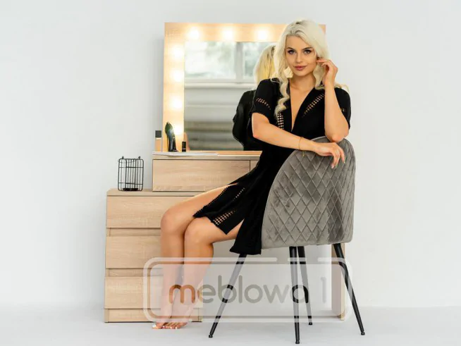 Toaletka kosmetyczna z lustrem i żarówkami Adele 12 Led biała, sonoma, dąb craft