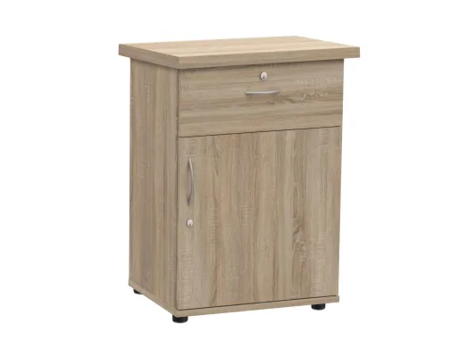 Kontenerek drzwiczkowy z szufladą biurowy S78 biały, sonoma, wenge, dąb craft