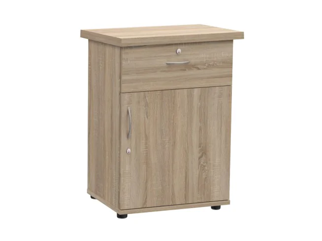 Kontenerek drzwiczkowy z szufladą biurowy S78 biały, sonoma, wenge, dąb craft