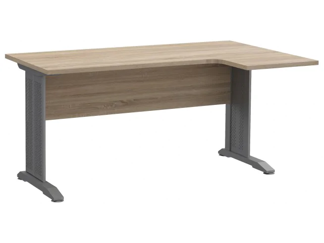 Biurko narożne prawostronne z metalowymi nogami S75 białe, sonoma, wenge
