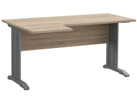 Biurko narożne lewostronne z metalowymi nogami S77 białe, sonoma, wenge