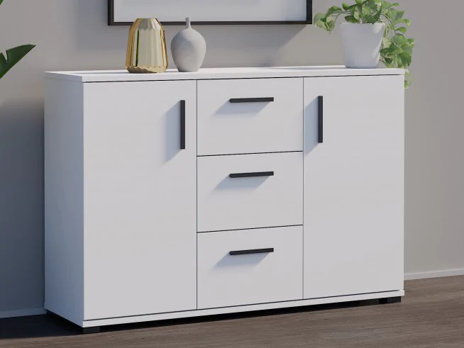 Komoda z szufladami uchwytami ARIZONA 120 2D3S biała, dąb sonoma, dąb craft