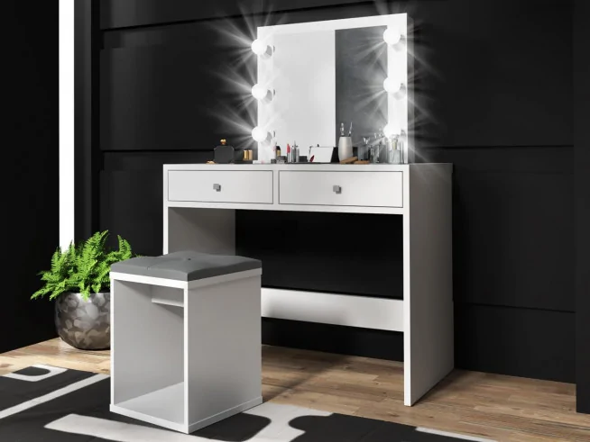 Toaletka Mega 6 LED do makijażu, wizażu biała, sonoma