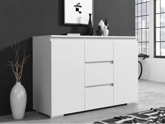 Komoda do salonu z szufladami i drzwiczkami NEO 120 biała, sonoma, wenge