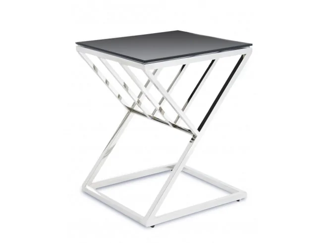 Designerski Stolik Kawowy Oblic Srebrno-Czarny
