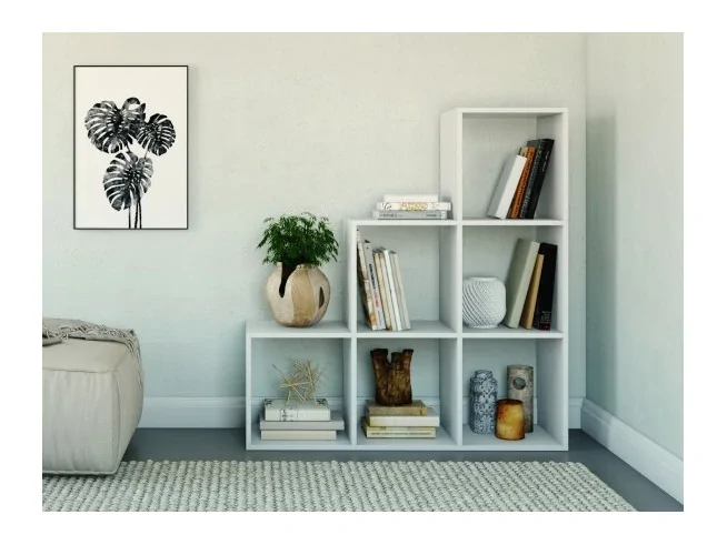 Nowoczesny Regał Step RS-30 biały, sonoma, dąb artisan