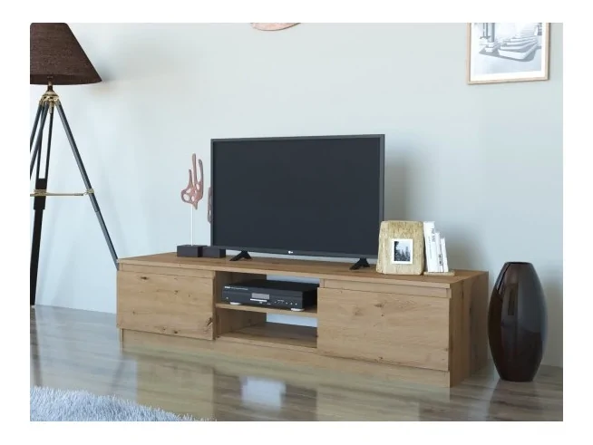 Stylowa szafka RTV pod telewizor do salonu Pari 140 dąb artisan, dąb artisan-antracyt, biały