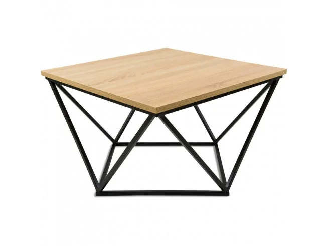 Stolik kawowy Curved 60 cm Czarny-Dąb Jasny