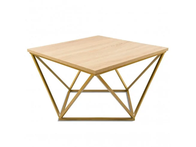 Stolik kawowy Curved 60 cm Złoty-Dąb Jasny