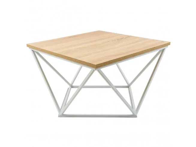 Stolik kawowy Curved 60 cm Biały-Dąb Jasny