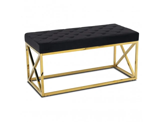 Pikowane siedzisko Nelja Gold Black