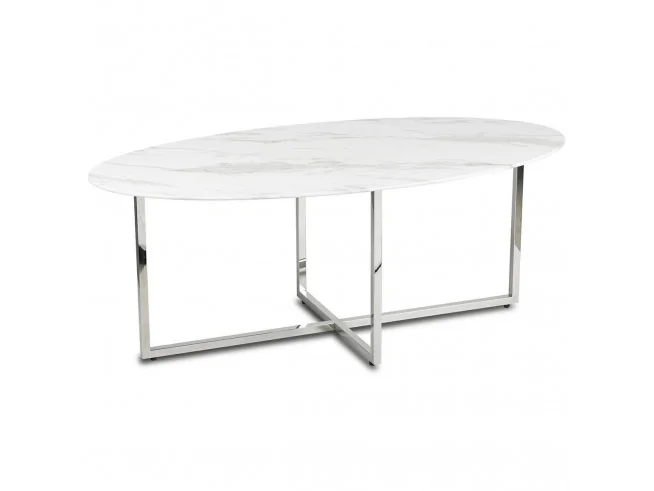 Stolik kawowy Vertigo Srebrno-Biały 120cm