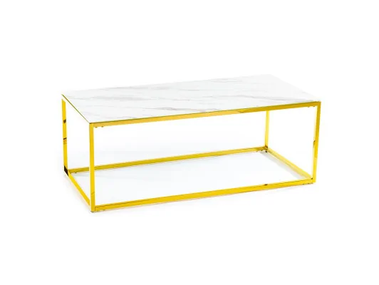 Ława Rekta Złoto-Biała 120 cm w stylu glamour