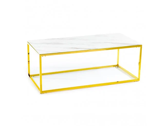 Ława Rekta Złoto-Biała 120 cm w stylu glamour