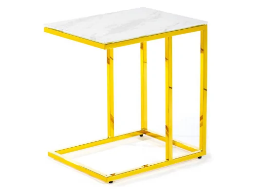 Stolik kawowy pomocnik Lurus Złoto-Biały 40 cm