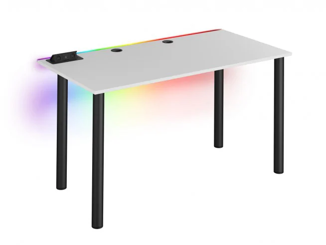 Biurko gamingowe z listwą LED RGB, przelotkami i mediaportem TechDesk BASIC XXL
