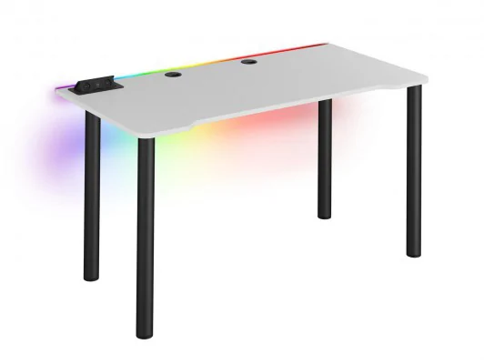 Biurko gamingowe z listwą LED RGB, przelotkami i mediaportem TechDesk BASIC ERGO XXL