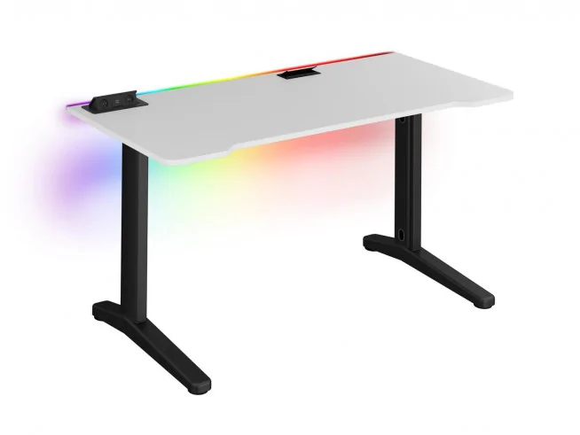 Biurko gamingowe z listwą LED RGB, przelotką i mediaportem TechDesk SUPREME ERGO XXL