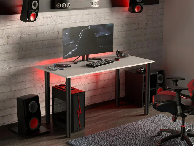 Biurko gamingowe z listwą LED RGB i przelotkami TechDesk BASIC XL